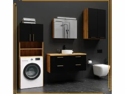 Armario de baño sobre lavadora y secadora, columna de almacenamiento para electrodomésticos en roble negro.^ Best