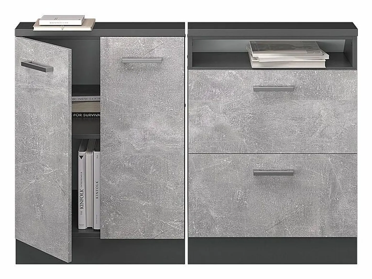 Armario de cocina para techo inclinado hormigón 120x46x81.6 r-line^Vicco Online