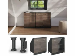 Vicco Armario Para Buhardilla|Armario de cocina para techo inclinado gris noble 80x46x81.6 r-line