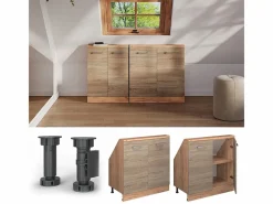 Vicco Armario de cocina para techo inclinado sonoma 80x46x81.6 r-line Color natural claro New