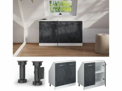 Vicco Armario Para Buhardilla|Armario de cocina para techo inclinado hormigón 80x46x81.6 r-line