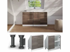 Vicco Armario de cocina para techo inclinado gris noble 80x46x81.6 r-line Gris claro Discount