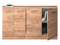 Vicco Armario Para Buhardilla|Armario de cocina para techo inclinado roble dorado 140x46x81.6 r-line