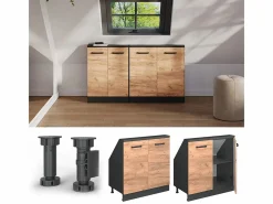 Vicco Armario Para Buhardilla|Armario de cocina para techo inclinado roble dorado 80x46x81.6 r-line