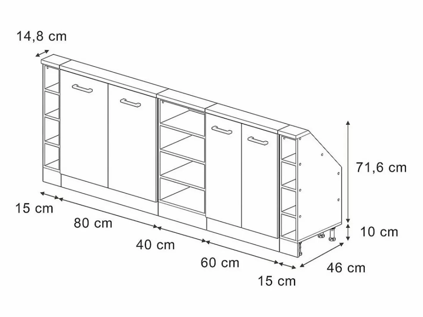Armario de cocina para techo inclinado de alto brillo 210x46x81.6 r-line^Vicco