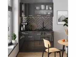 Vicco Armario de cocina para techo inclinado antracita alto brillo 140x46x81.6 r-line Gris antracita Best