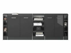 Vicco Armario Para Buhardilla|Armario de cocina para techo inclinado antracita alto brillo 210x46x81.6 r-line