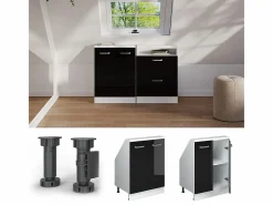 Vicco Armario Para Buhardilla|Armario de cocina para techo inclinado brillo intenso 60x46x81.6 r-line