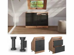Vicco Armario Para Buhardilla|Armario de cocina para techo inclinado antracita casa de campo 60x46x81.6 r-line