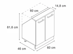 Vicco Armario Para Buhardilla|Armario de cocina para techo inclinado brillo intenso/blanco 60x46x81.6 r-line