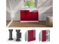 Vicco Armario Para Buhardilla|Armario de cocina para techo inclinado brillo intenso/blanco 60x46x81.6 r-line