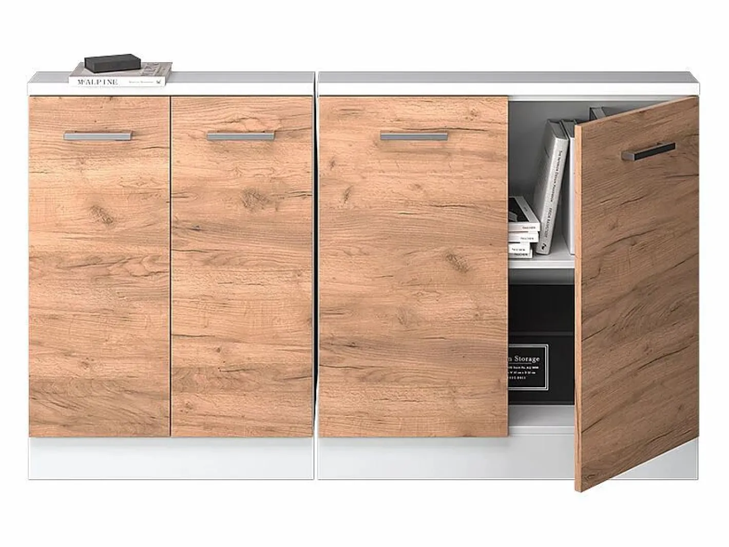 Vicco Armario Para Buhardilla|Armario de cocina para techo inclinado roble dorado 140x46x81.6 r-line