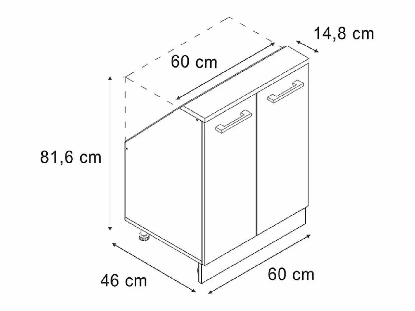Vicco Armario Para Buhardilla|Armario de cocina para techo inclinado hormigón 60x46x81.6 r-line