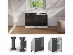 Vicco Armario de cocina para techo inclinado antracita alto brillo 60x46x81.6 r-line Gris antracita New