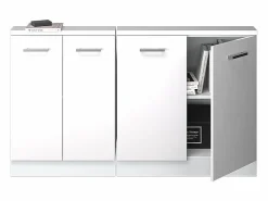 Vicco Armario de cocina para techo inclinado alto brillo 140x46x81.6 r-line Blanco