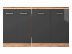 Vicco Armario Para Buhardilla|Armario de cocina para techo inclinado antracita alto brillo 140x46x81.6 r-line
