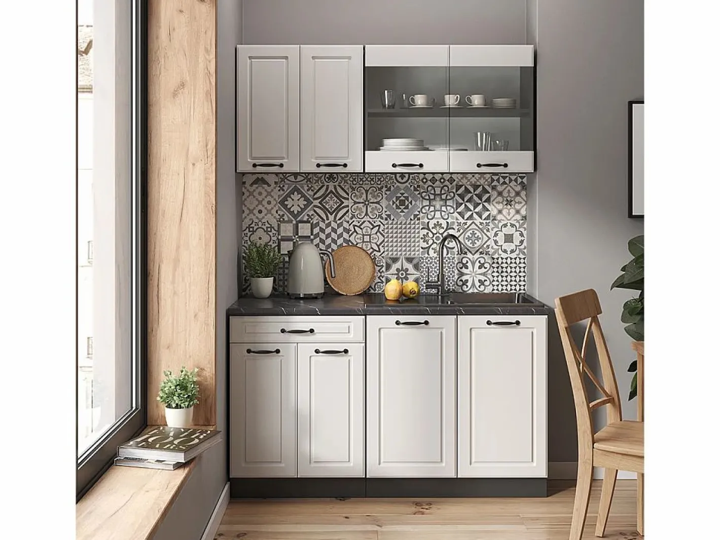 Armario de cocina para techo inclinado blanco casa de campo 80x46x81.6 r-line^Vicco Sale