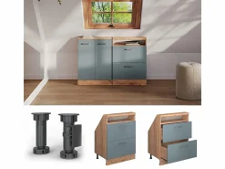 Vicco Armario de cocina para techo inclinado gris ado 60x46x81.6 r-line Azul Outlet