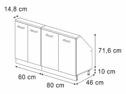 Armario de cocina para techo inclinado blanco casa de campo 140x46x81.6 r-line^Vicco Outlet