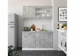 Vicco Armario de cocina para techo inclinado hormigón 120x46x81.6 r-line Gris claro