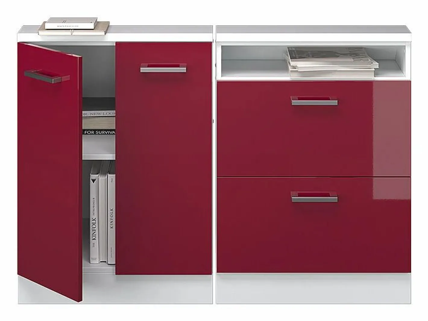Armario de cocina para techo inclinado brillo intenso/blanco 120x46x81.6 r-line^Vicco Discount