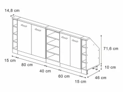 Armario de cocina para techo inclinado hormigón 210x46x81.6 r-line^Vicco Hot