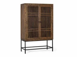 Giner y colomer Armario de dos puertas fabricado en madera de acacia y patas de metal Marru00f3n Sale