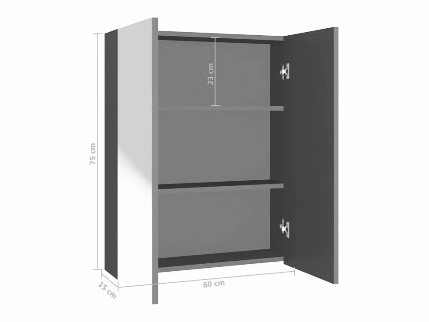 Armario de espejo de baño MDF 60x15x75 cm^vidaxl Hot
