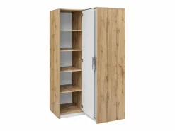 armario de esquina 2 puertas L109 cm blanco y natural claro - LAMIKI^Vente-unique Discount