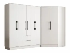 Vente-unique Armario de esquina de 8 puertas y 2 cajones Ancho 263 cm en - FEOVA Blanco Online