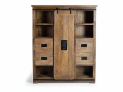 Armario de estilo industrial en madera de mango y toques en metal^Giner y colomer Clearance