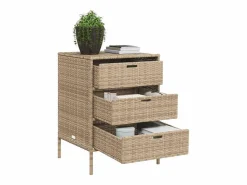 Armario de jardín 55x59x80 cm resina trenzada Beige New