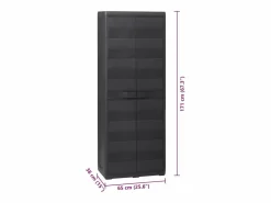 vidaxl Armario de jardín con 3 estantes Negro Discount