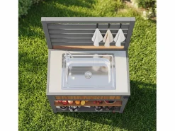 Armario de jardín de madera - 80 x 51 x 148,5 cm - con depósito de agua + grifo + doble estante - natural^Merax