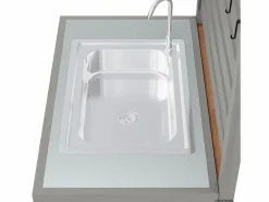 Armario de jardín de madera - 80 x 51 x 148,5 cm - con depósito de agua + grifo + doble estante - natural^Merax