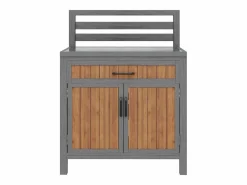 Armario de jardín de madera - 80 x 51 x 119 cm - con encimera + cajón + 2 puertas - natural^Merax Best