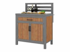 Armario de jardín de madera - 80 x 51 x 119 cm - con encimera + cajón + 2 puertas - natural^Merax Best