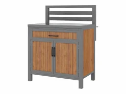 Armario de jardín de madera - 80 x 51 x 119 cm - con encimera + cajón + 2 puertas - natural^Merax Best