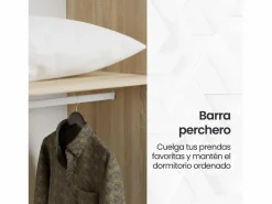 Muebles Niño|Armario de Madera con 2 Puertas Correderas y Altillo – Puccini Andersen, Ideal para Dormitorios de Matrimonio e Infantiles, 150x208x55 cm