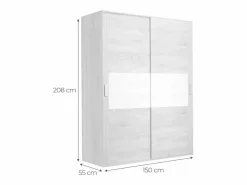 Muebles Niño|Armario de Madera con 2 Puertas Correderas y Altillo – Puccini Andersen, Ideal para Dormitorios de Matrimonio e Infantiles, 150x208x55 cm