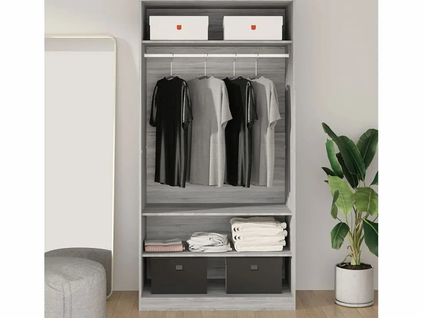 Armario Abierto, Vestidor|Armario de madera contrachapada Sonoma 100x50x200 cm ES248126
