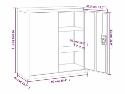 Armario de oficina con 2 puertas 90 cm Acero^ Best