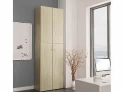 Armario de oficina contrachapado color roble 60x32x190 cm ES865712 Marru00f3n Online