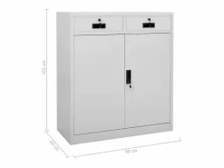 vidaxl Cajonera De Escritorio|Armario de oficina de acero claro 90x40x102 cm