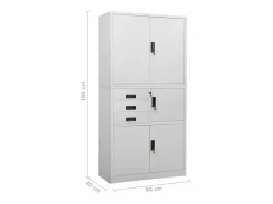 Armario de oficina de acero claro 90x40x180 cm^vidaxl Clearance