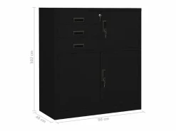 vidaxl Armario de oficina de acero 90x40x102 cm Negro