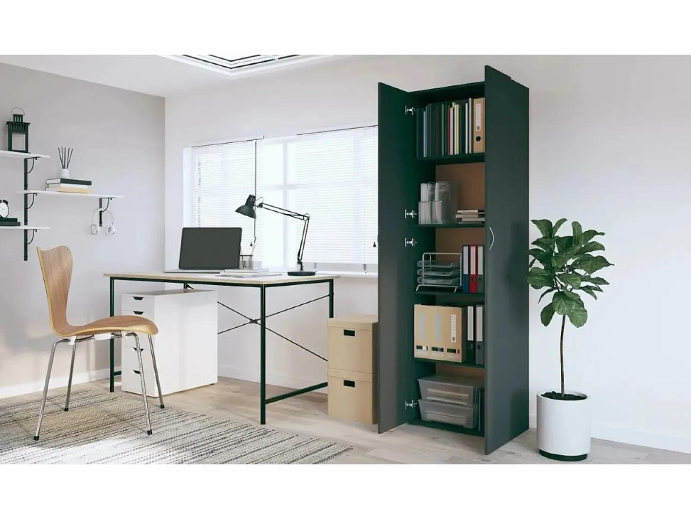 vidaxl Armario de oficina de madera contrachapada 60x32x190 cm Negro