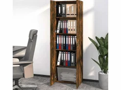 Armario de oficina Roble ahumado 60x32x190 cm Madera de ingeniería Marru00f3n Sale