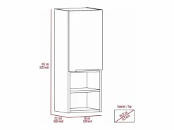TuHome Columna De Baño|Armario de Pared baño Mila, con estantes , 81.71 cm X 29.97 cm X 25.50 cm , / plata