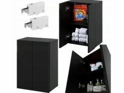 Armario de pared 40x25x60cm - Mueble alto y columna para baño Negro Clearance